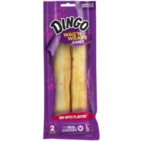 Dingo Wag'n Wraps Chicken & Rawhide Chews (No China Sourced Ingredients) - Jumbo 2 count