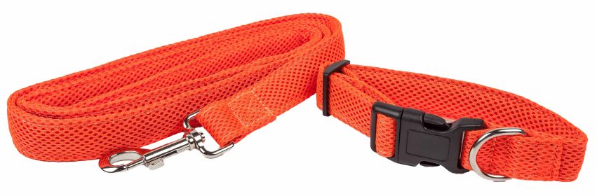 Pet Life 'Aero Mesh' 2-In-1 Dual Sided Comfortable And Breathable Adjustable Mesh Dog Leash-Collar (Color: Orange)