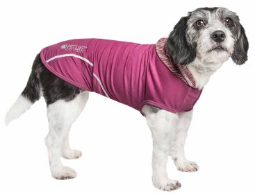 Pet Life Active 'Pull-Rover' Premium 4-Way Stretch Two-Toned Performance Sleeveless Dog T-Shirt Tank Top Hoodie (Color: Maroon)