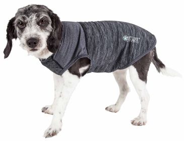 Pet Life Active 'Aero-Pawlse' Heathered Quick-Dry And 4-Way Stretch-Performance Dog Tank Top T-Shirt (Color: Black)