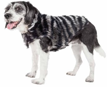 Pet Life Luxe 'Chauffurry' Beautiful Designer Zebra Patterned Mink Fur Dog Coat Jacket (size: X-Small)